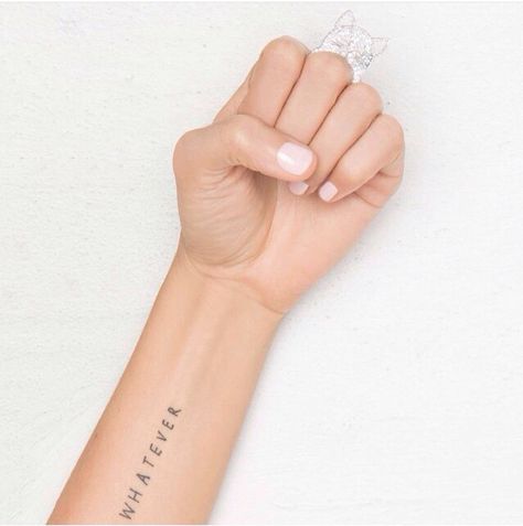 Whatever tattoo. Whatever Tattoo, Glitter Ring, Tattoo Prices, Cat Ring, Tattoo Placement, Minimal Tattoo, Text Style, Skin Art, Piercing Tattoo