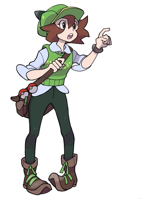 Pokemon Researcher Oc, Pokemon Bug Trainer, Pokemon Trainer With Pokemon, Pokemon Character Base, Pokémon Trainer Base, Grass Pokemon Trainer, Pokemon Trainer Oc Art, Pokemon Characters Design, Pokemon Oc Ideas