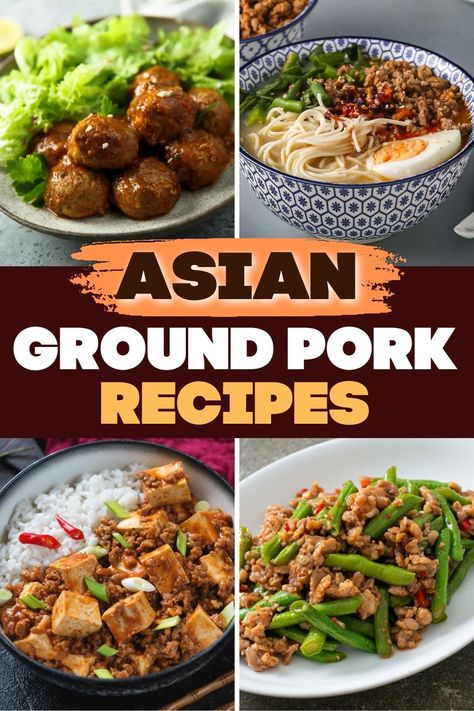 These Asian ground pork recipes are filling, delicious, and so satisfying. From stir-fry to meatballs to noodles, the whole family will gobble up these meals. Ground Pork Teriyaki Bowl, Korean Ground Pork Recipes, Ground Pork Ideas For Dinner, Low Calorie Ground Pork Recipes, Ground Pork Thai Recipes, Grounded Pork Recipes, Ground Pork Stir Fry Noodles, Fresh Ground Pork Recipes, Minced Pork Recipes Chinese Food