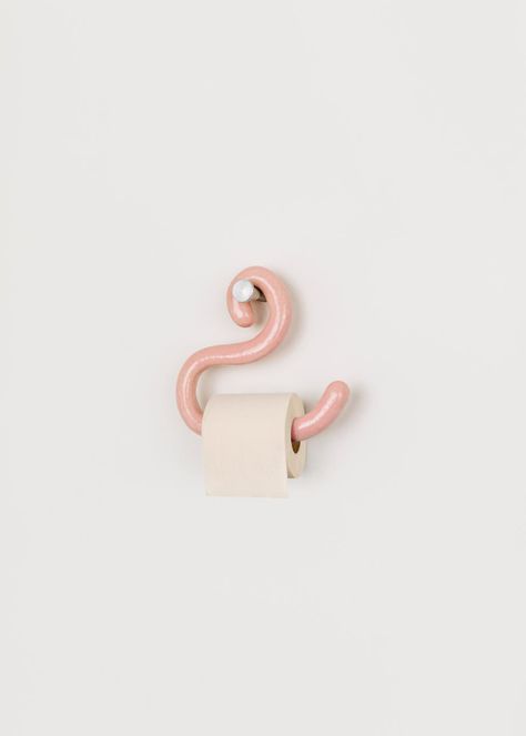 The toilet roll holder gets some imaginative interpretations at Los Angeles-based gallery Marta, with versions from Martino Gamper, Sabine Marcelis and more Clay Toilet Paper Holder, Whimsical Toilet Paper Holder, Useful Ceramics Ideas, Pottery Project Ideas, Unique Toilet Paper Holder, Ceramic Home Decor, Toilet Art, Ceramic Products, Dresses Ladies