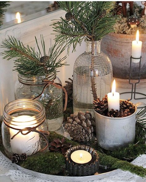 Diy Winter Decor, Winter Scandinavian, Blue Diy, Cool Color Palette, Country Christmas Decorations, Fairy Decor, Christmas Interiors, Natural Christmas, Woodland Christmas