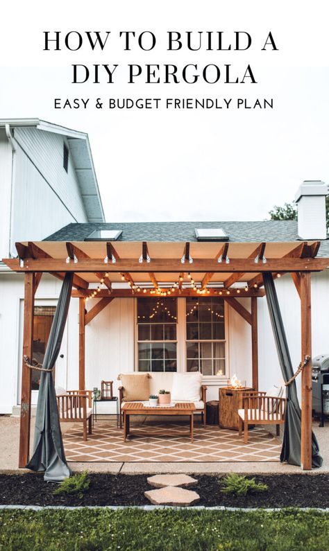 How to Build a Pergola on Concrete - Full Hearted Home Pergola On Concrete, Build A Pergola, Oasis Backyard, Backyard Oasis Ideas, Building A Pergola, Pergola Attached To House, Backyard Pergola, Stone Garden, Patio Makeover