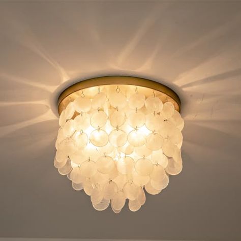 Ceiling Light For Living Room, Foyer Entryway, Light For Living Room, Capiz Shell, Ceiling Fan In Kitchen, Bath Fixtures, Flush Mount Ceiling, Living Room Lighting, Ceiling Light Fixtures