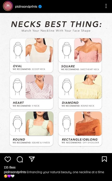 Necklines For Oval Face Shape, Face Shape Neckline, Neckline For Round Face Shape, Necklace For Round Face, Type Of Neck, Pear Body Shape Outfits, Outfit For Petite Women, Face Shapes Guide, Personal Fashion Stylist