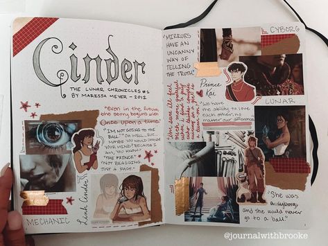 Cinder The Lunar Chronicles, Book Review Journal, The Lunar Chronicles, Book Reading Journal, Scrapbook Cover, Happiness Journal, Marissa Meyer, Collage Book, My Diary