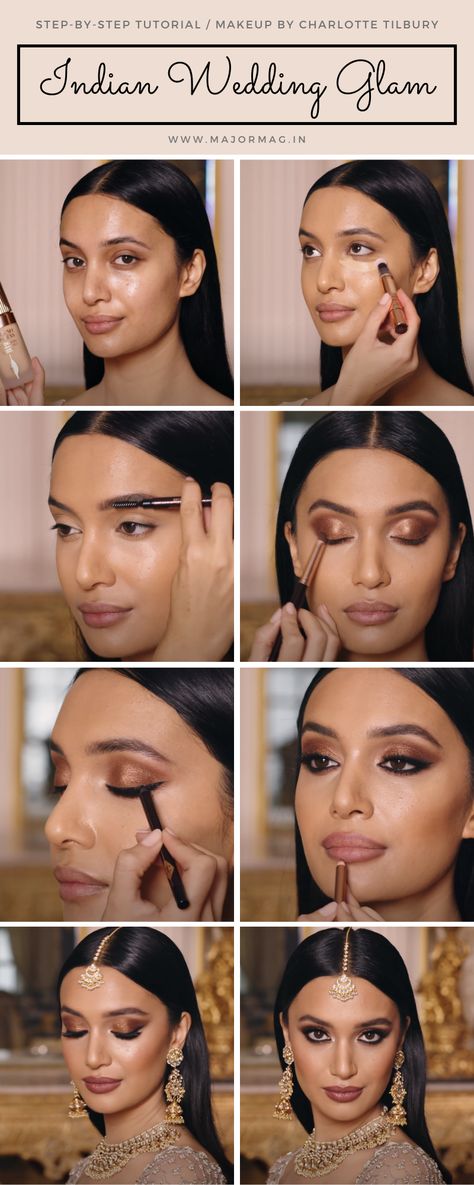 Indian Inspired Makeup Looks, Indian Bridal Makeup 2023, Charlotte Tilbury Indian Bridal Makeup, Bridesmaid Makeup Indian Make Up, Indian Make Up Ideas, Bridal Makeup Ideas Indian, Engagement Makeup Indian Make Up Simple, Bridal Makeup Western, Sangeet Night Makeup