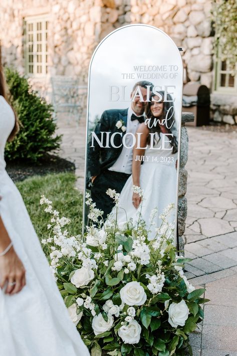 Being a part of this classic and elegant Massachusetts wedding at Willowdale Estate was a dream come true. It was filled with beautiful elegant wedding decor! See tons of elegant wedding bouquets and flowers, elegant wedding photos, elegant wedding dress ideas. Book Genevieve for your classic wedding or elegant wedding day in Boston at https://genevievephotography.com/! Bridal Shower Signs Entrance Mirror, Classic Elegance Wedding Theme, Classic Elegant Wedding Decor, Elegant Wedding Photos, Boston Wedding Dress, Mirror Wedding Signs, Willowdale Estate, Wedding Entrance Sign, Elegant Wedding Ideas