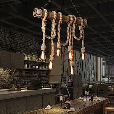 The unique rope chandeliers is made of high quality natural hemp rope and bamboo which is more durable.Its vintage design elevates your aesthetic which goes well with any style and color of your decor.Perfect in traditional and industrial homes adding more personality to your home decor#Amazon Associates #Retro #Ceiling Light #Vintage #Ceiling Spotlight #Living Room #Bar Rope Ceiling, Retro Ceiling Light, Industrial Homes, Circular Ceiling Light, Decorative Ceiling Lights, Attic Lighting, Bamboo Ceiling, Rope Chandelier, Globe Ceiling Light