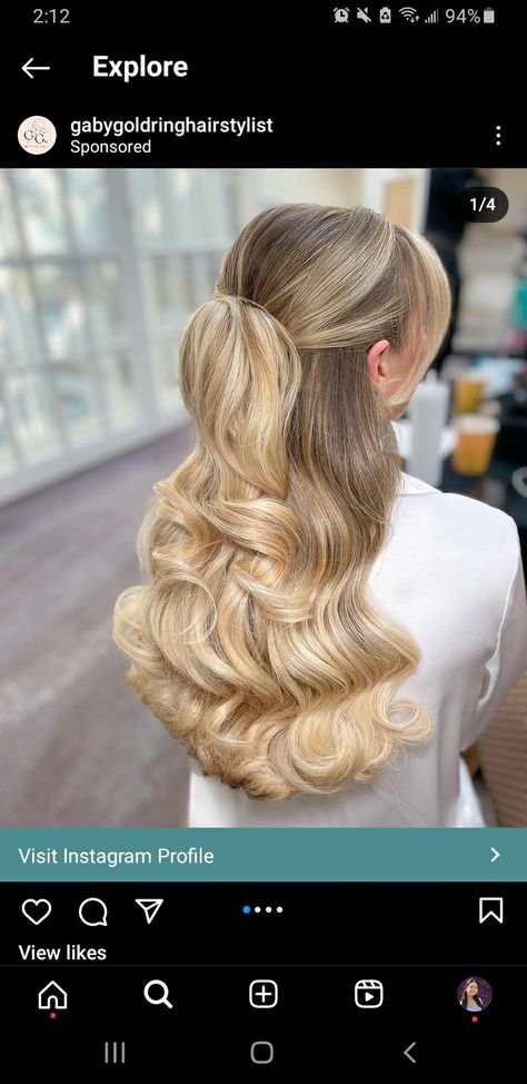 Glam Hair Half Up Half Down, Classy Bridal Hair Half Up, Hollywood Waves Half Up, Half Up Hollywood Waves, Half Up Hair Do, Bridal Half Up Half Down, Hollywood Glam Hair, Bridal Hair Half Up, Retro Curls