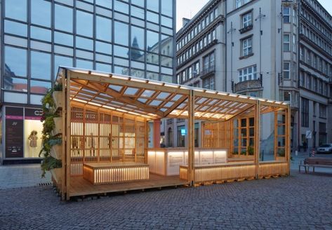 Temporary Architecture, Pavilion Architecture, Pavilion Design, Wood Architecture, Stall Designs, Street Furniture, Building Structure, Brno, Booth Design