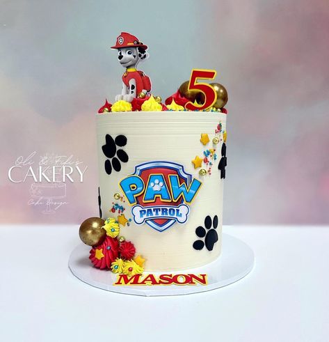 Oli & Fifis Cakery | Emma Betianu on Instagram: "PAW PATROL 🐾 A paw patrol cake for Mason, with his favourite pup Marshall #pawpatrolcake #pawpatrol #cake #ganachecake #buttercreamcake …" Paw Patrol Monster Truck Cake, Marshall Birthday Cake, Marshall Cake Paw Patrol, Paw Patrol Buttercream Cake, Mighty Pups Cake, Paw Patrol Pasta, Paw Patrol Marshall Cake, Marshall Paw Patrol Cake, Birthday Cake Paw Patrol