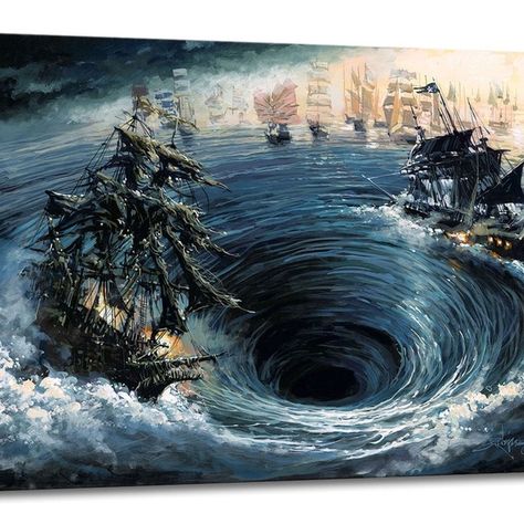 pirates Battle Of Calypso's Maelstrom Rodel Gonzalez HD prints on canvas unframed 16x21inch Black Pearl Pirates Of The Caribbean, Pirates Of The Caribbean Painting, Pearl Drawing, Kaptan Jack Sparrow, Pirate Tattoo, Navi A Vela, Pirates Life, The Black Pearl, Old Sailing Ships