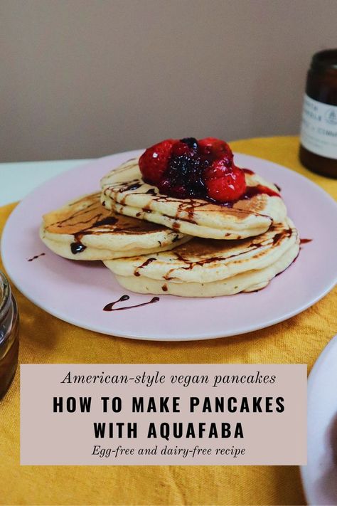 Egg Free Pancake Recipe, Egg Free Pancakes, Aquafaba Recipes, Vegan Pancake Recipes, Plant Based Recipes Breakfast, Vegan Breakfast Easy, Healthy Meat Recipes, Light Breakfast, Chocolate Chip Pancakes