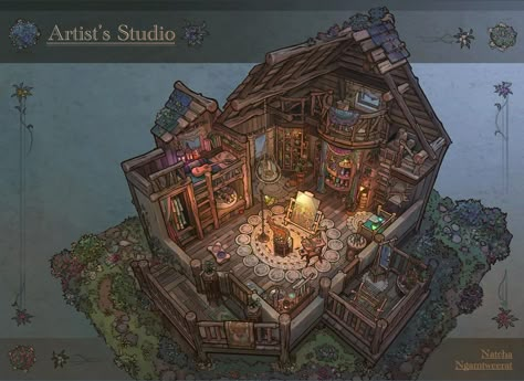 ArtStation - Artist's Studio Fantasy Banquet Hall, Fantasy Builds, Dnd Room, Interior Concept Art, The Art Showcase, Art Showcase, Fantasy Rooms, Bg Design, Isometric Art