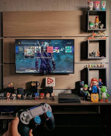 Best Pc Setup, Geek Room, Small Game Rooms, Nerd Room, Retro Games Room, Gaming Rooms, Setup Gaming, Man Cave Room, Video Game Room Design