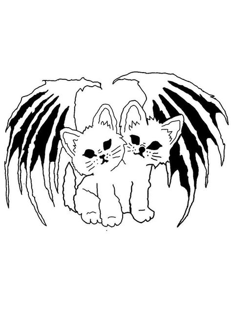 Tattoo Stencils Grunge, Two Headed Cat Tattoo, Tato Grunge, Stammestattoo Designs, 4 Tattoo, Creepy Tattoos, Spooky Tattoos, Gothic Tattoo, Tattoo Stencil Outline