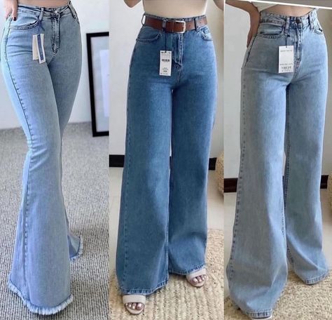 Jeans Tops Indian Style, Women Bootcut Jeans, Outfit Casual Mujer, Women Wide Leg Jeans, Blue Jeans For Women, Wide Leg Jeans Women, Stylish Outfits Casual, Modest Casual Outfits, Simple Casual Outfits