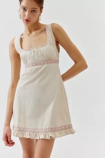 Dresses | Mini, Midi + Maxi Dresses | Urban Outfitters Aesthetic Date Outfit, 60s Babydoll Dress, Lace Trim Mini Dress, Disney Descendants, Urban Dresses, Grad Dresses, Midi Maxi Dress, Sweet Dress, Ivory Lace