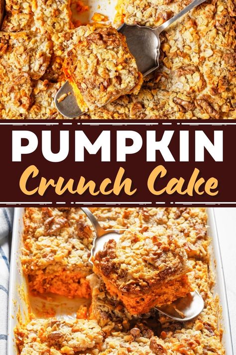 Pumpkin Crunch Cake Pumpkin Crunch Cake Recipe, Pumpkin Pie Crunch, Crunch Cake Recipe, Pumpkin Crunch Cake, Super Easy Desserts, Pumpkin Crunch, Frozen Pumpkin, Pumpkin Custard, Crunch Cake