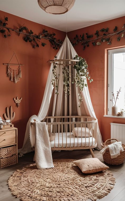 CxP49F7Tzihf2Hlb4Fhlg.webp 768×1 232 pixels Terracotta Nursery, Boho Style Room, Nursery Bed, Boho Baby Room, Newborn Room, Baby Room Themes, Baby Nursery Themes, Baby Room Inspiration, Nursery Room Inspiration