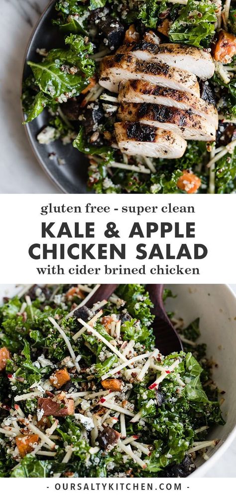 Maple Cider Vinaigrette, Tasting Spoons, Kale Chicken Salad, Potatoes And Kale, Kale Chicken, Brined Chicken, Salad With Apples, Chicken Salad With Apples, Salad Kale