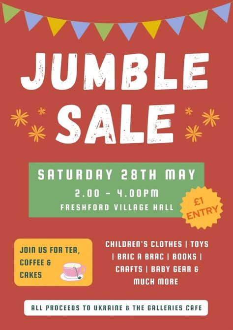 Jumble Sale, Gallery Cafe, Coffee Crafts, Poster Ideas, Sale Poster, Childrens Clothes, Design Art, Design, Art