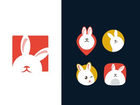 Bunny logo study by aramisdream on Dribbble Rabbit Design Illustration, Bunny Packaging, Bunny Logo Design, Bunny Mascot, Logo Rabbit, Unity Ui, Accessories Drawing, Gamer Logo, Rabbit Logo