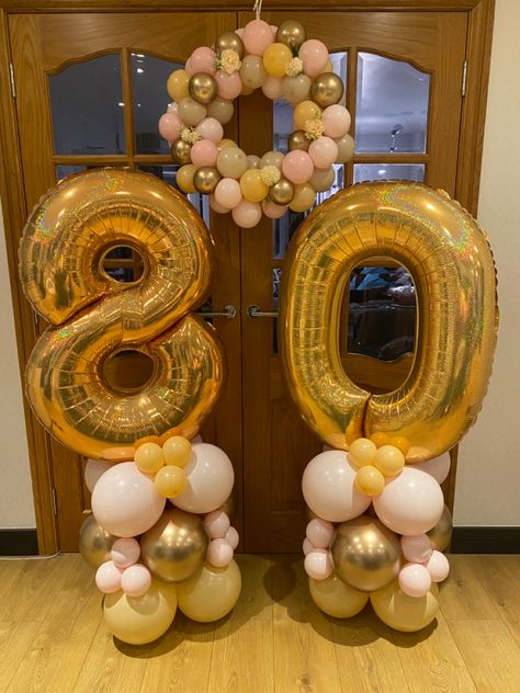 Balloon Door, 80th Birthday Party Decorations, Balloon Wreath, Balloon Tower, 80th Birthday Party, Balloon Columns, 80th Birthday, Balloon Garland, Door Wreath