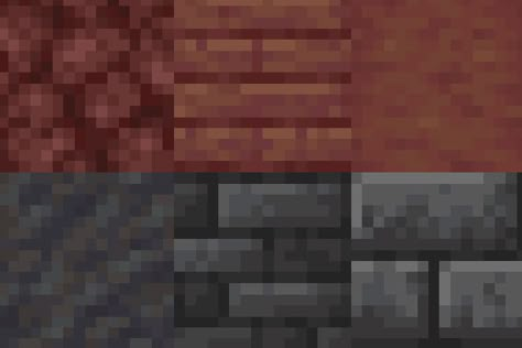 Minecraft Red Block Palette, Red Block Pallet Minecraft, Minecraft Tuff Block Palette, Minecraft Block Pallets Castle, Minecraft Blackstone Palette, Minecraft Dark Block Palette, Spruce Block Pallet Minecraft, Red House Minecraft, Deepslate Pallete Minecraft