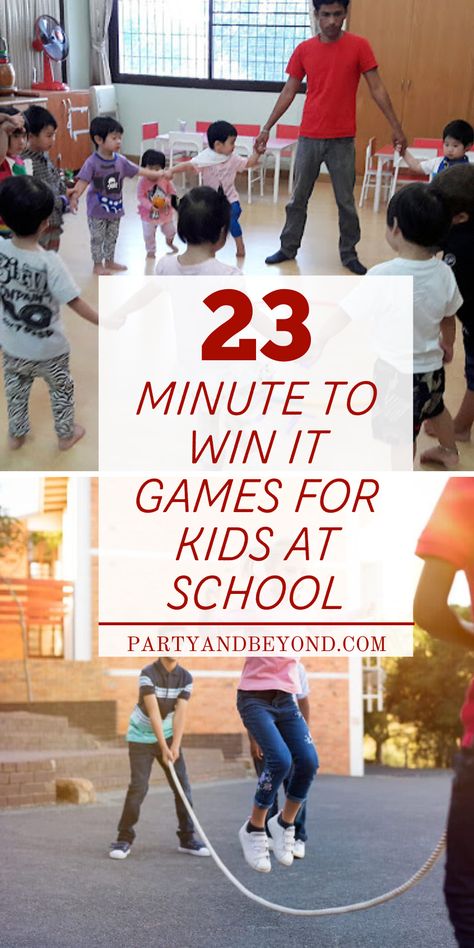 Looking for fun and easy games to keep kids entertained at school? These 23 simple Minute to Win It games are perfect for classroom parties, recess fun, or field days! From silly challenges to fast-paced competitions, these games will have kids laughing and engaged in no time. Best of all, they require minimal prep and supplies! 🎉⏳ #MinuteToWinIt #KidsGames #SchoolFun #PartyGames #ClassroomActivities Minute To Win It Games, Minute To Win, Kids Laughing, Minute To Win It, Field Day, Simple Game, Fast Paced, Kids Entertainment, School Fun