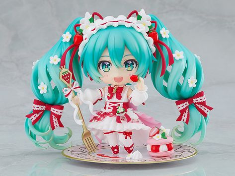 Hatsune Miku 15th Anniversary, Strawberry Miku, Miku Figures, Nendoroid Anime, Super Images, Miku Hatsune Vocaloid, Gender Flags, Cute Figures, Web Gallery