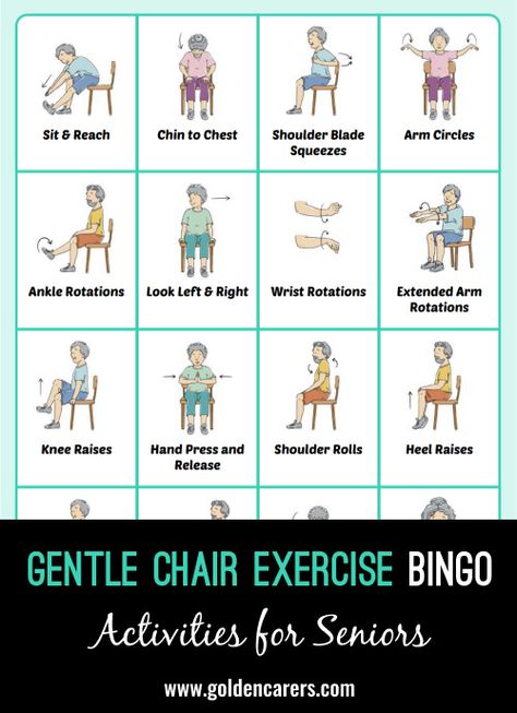 A fun new way to enjoy Gentle Chair Exercises, a Group Bingo Activity! Geriatric Therapy Activities, Exercises For Elderly Senior Fitness, Geriatric Exercises Senior Fitness, Senior Physical Activities, Senior Exercises Chairs, Group Occupational Therapy Activities, Exercise Activities For Seniors, Occupational Therapy Geriatrics Activities, Recreation Therapy For Seniors