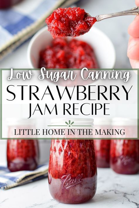 Strawberry Jam Recipe Canning Low Sugar, Low Sugar Freezer Jam, Strawberry Jam Recipe With Pectin, Low Sodium Low Sugar Recipes, Strawberry Jam For Canning, Strawberry Jam Recipe Canning, Strawberry Jam With Honey, Strawberry Jam Recipe With Honey, Canning Strawberry Jam