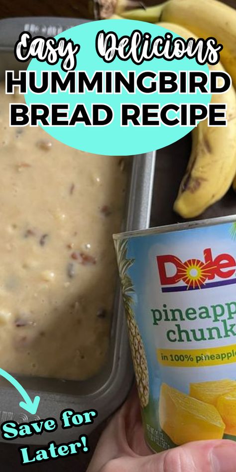 HUMMINGBIRD BREAD Hummingbird Bread, Hummingbird Bread Recipe, Hummingbird Cake Recipes, Different Types Of Bread, Hummingbird Cake, Bird Cakes, Canned Pineapple, Cinnamon Banana, Beef Recipes Easy