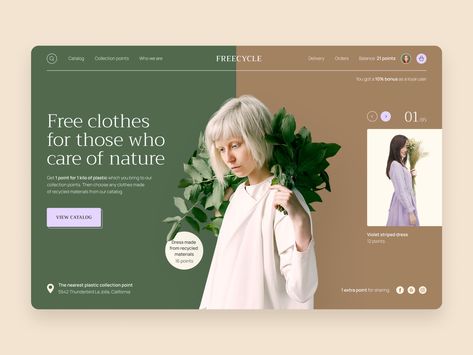 Environment-friendly Clothing Store Website by Ramotion on Dribbble Clothing Store Website, Best Website Design, Web Design Projects, Website Page, Website Design Layout, Web Design Agency, Web Layout Design, Design Innovation, Website Layout