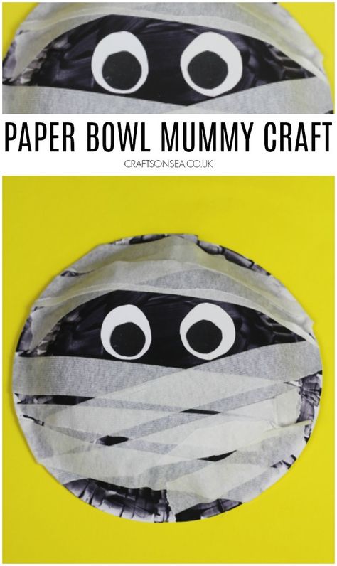 Paper Bowl Mummy Craft Sen Activities, Halloween Fine Motor, Mummy Craft, Mummy Crafts, Halloween Origami, Prek Ideas, Halloween Arts, Paper Bowl, Halloween Crafts Preschool