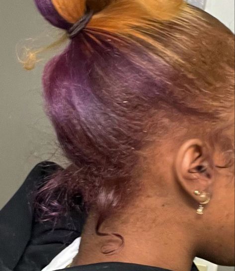 Ginger And Purple Hair, Orange And Purple Hair, Purple Natural Hair, Back To School Hairstyles, Ginger Hair, Hairstyles For School, Purple Hair, Orange And Purple, Dyed Hair