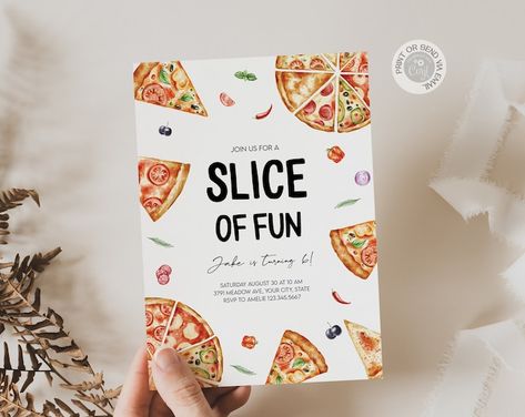 Etsy :: Your place to buy and sell all things handmade Pizza First Birthday, Pizza Party Favors, Pizza Party Birthday, Birthday Pizza, Pizza Party Invitations, Milestone Board, Pizza Making, Birthday Labels, Birthday Party Design