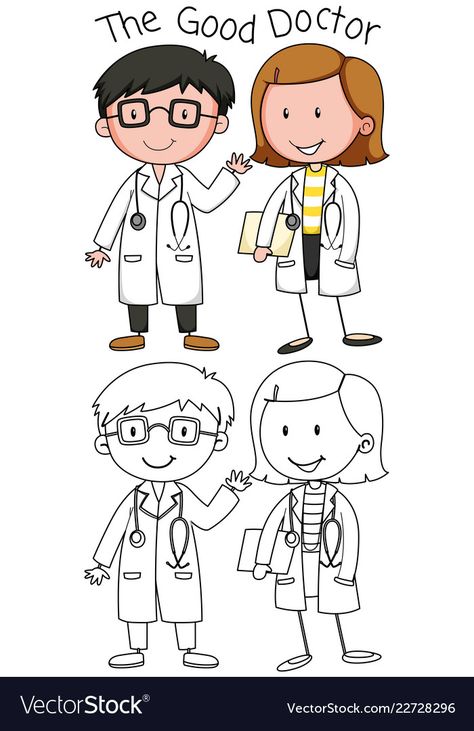 Doctor Character, Doctor Drawing, Doodle People, Doctor For Kids, Easy Animal Drawings, Animal Doctor, Doodle Quotes, Scrapbook Pictures, Character Vector