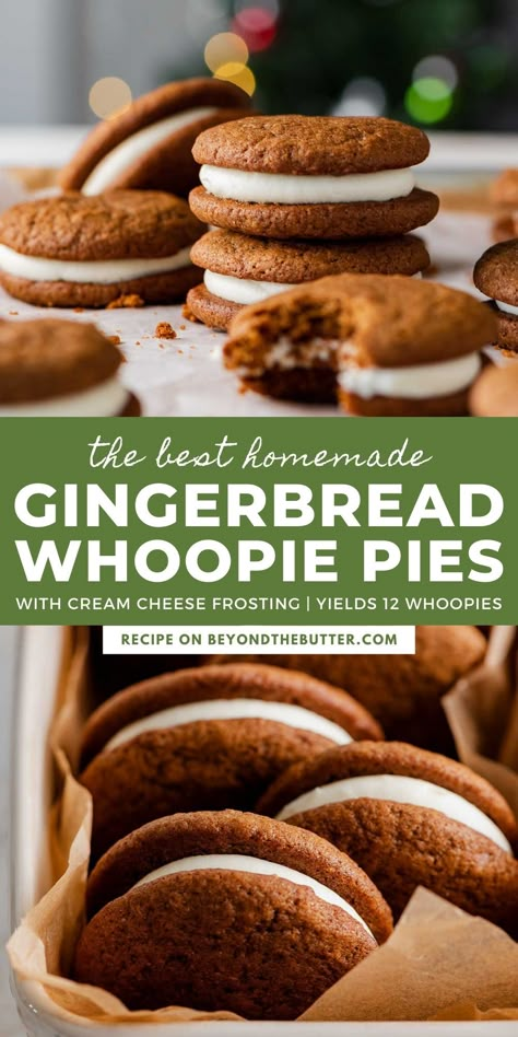 Gingerbread Whoopie Pies Gingerbread Whoopie Pies, Gingerbread Dessert Recipes, Gingerbread Cakes, Moist Gingerbread, Gingerbread Dessert, Whoopie Pie Recipe, Whoopie Pie, Butter Recipes, Delicious Cream