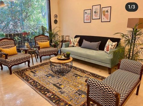 Indian Living Room Design, Living Room Designs India, Living Room Indian, Luxury Sofa Living Room, Indian Living Room, Indian Room Decor, Simple Living Room Decor, Colourful Living Room Decor, India Home Decor