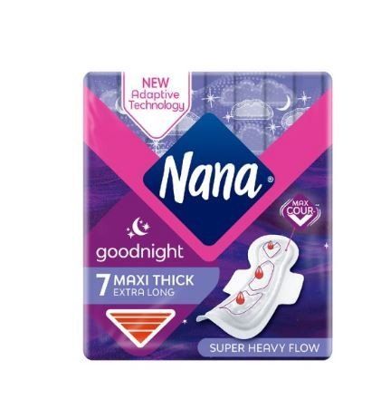 Nana Maxi Thick Extra Long Good Night 7 Pads 95,000 L.L. Deodorant Spray, Extra Long, Good Night, Extra Large, Technology