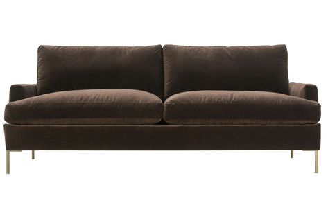 Grady 86" Sofa - Metal Legs Brown Velvet Sofa, Brown Sofas, Transitional Sofas, Moody Decor, Brown Couch, Rowe Furniture, Sofa Styling, Custom Sofa, Green House