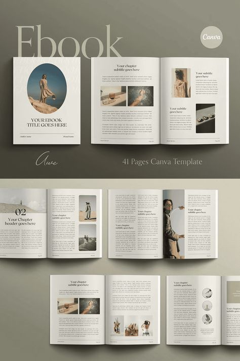 AWE | Ebook Canva Template Canva Document Template, Lay Out Design Templates, Guide Book Design, Ebook Designs Layout, Best Canva Templates, Document Layout, Journaling Templates, Ebook Layout, Create An Ebook