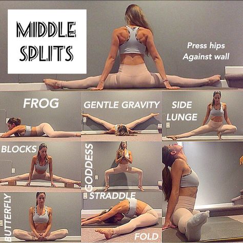 743 Likes, 7 Comments - sophia ️ (@sophiayogi) on Instagram: “MIDDLE SPLITS Stretches and poses that help to achieve the middle splits. I have very tight…” Do Splits, Flexibility Stretches, Dancing Tips, Splits Stretches, Middle Splits, Dance Stretches, Gymnastics Stretches, Cheer Workouts, Flexibility Dance