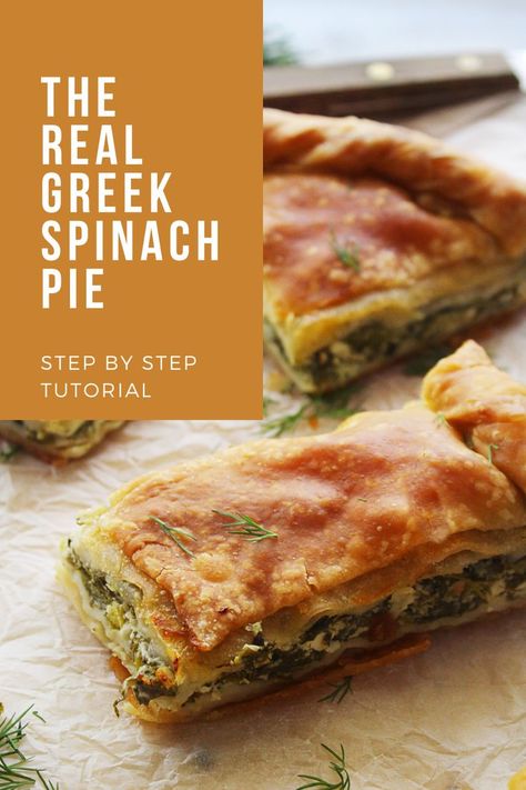 Spinach Pie, Spanakopita Recipe, Greek Dishes, Vegetarian Pie, Spinach Recipes, Greek Spinach, Spinach Leaves, Greek Spinach Pie, Spinach And Feta