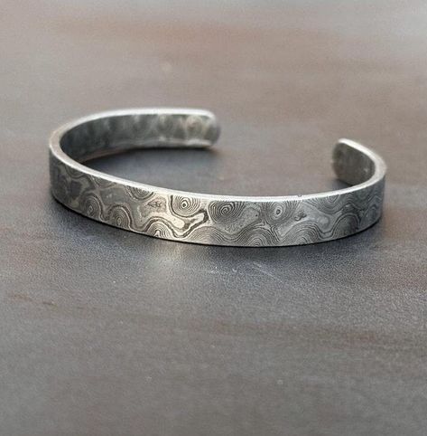 Damascus Bracelet Hand Forged Damascus Steel Handmade Bracelet Unique Bracelet For Men Viking Modern Jewelry Wedding Band Anniversary Gift by WhiskedStudioLLC on Etsy Damascus Jewelry, Damascus Bracelet, Damascus Necklace, Men’s Wedding Bands Damascus Steel, Old Damascus, Arm Ring, Bracelet Arm, Damascus Ring, Single Bracelet