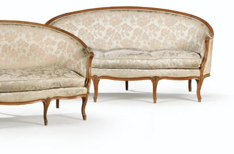 c1750 A PAIR OF BEECHWOOD SOFAS, INDISTINCTLY STAMPED, LOUIS XV, CIRCA 1750 4,000 — 6,000 EUR 4,385 - 6,578USD LOT SOLD. 4,750 EUR (5,208 USD) (Hammer Price with Buyer's Premium) Louis Xv Sofa, Victorian Furniture, Donatella Versace, Antique Chairs, Century Furniture, Sofas And Chairs, Rococo, Sofa Chair, Antique Furniture