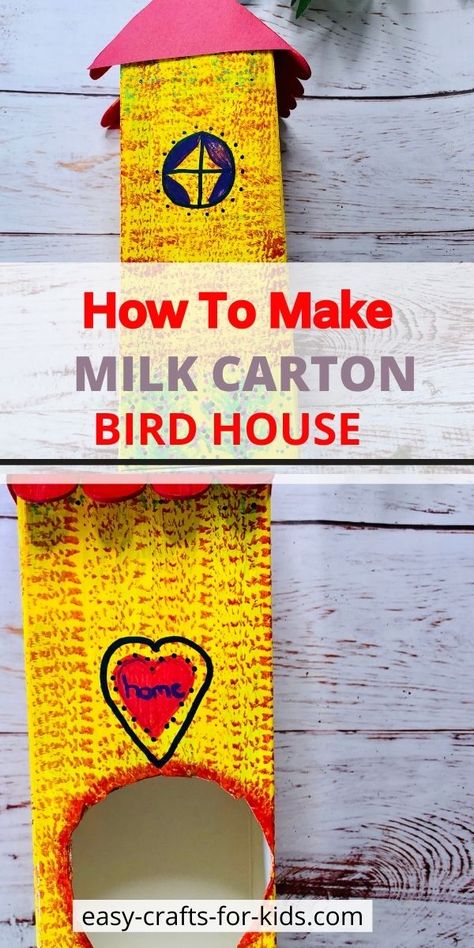 How to Make a Birdhouse from a Milk Carton Crafts For Kids Easy Diy, Contact Paper Crafts, Milk Carton Crafts, Sea Animal Crafts, Farm Animal Crafts, Tissue Paper Crafts, Construction Paper Crafts, Halloween Paper Crafts, Cool Paper Crafts