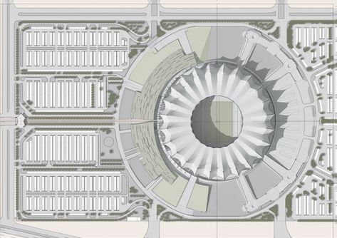 Courtesy of Schiattarella Associati Stadiums Architecture, Site Plan Design, King Fahd, Stadium Architecture, Apartment Checklist, Paper Architecture, Stadium Design, Smart System, Model House